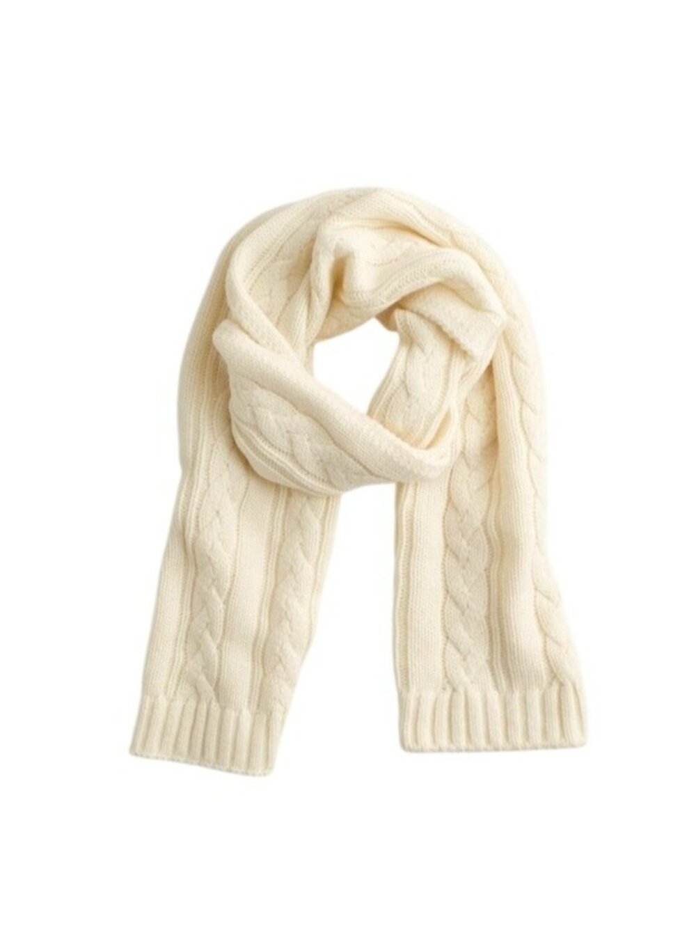 Madewell Chunky Cable-Stitch Scarf in Winter White Wool/Cashmere Blend NWT L4 16